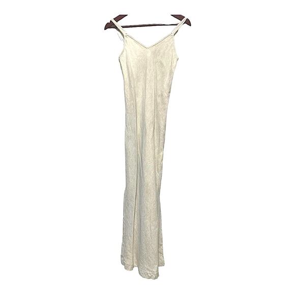 Peruvian Connection Oatmeal 100% Linen Made in Italy Tank Minimalist Midi Dress - Picture 1 of 7